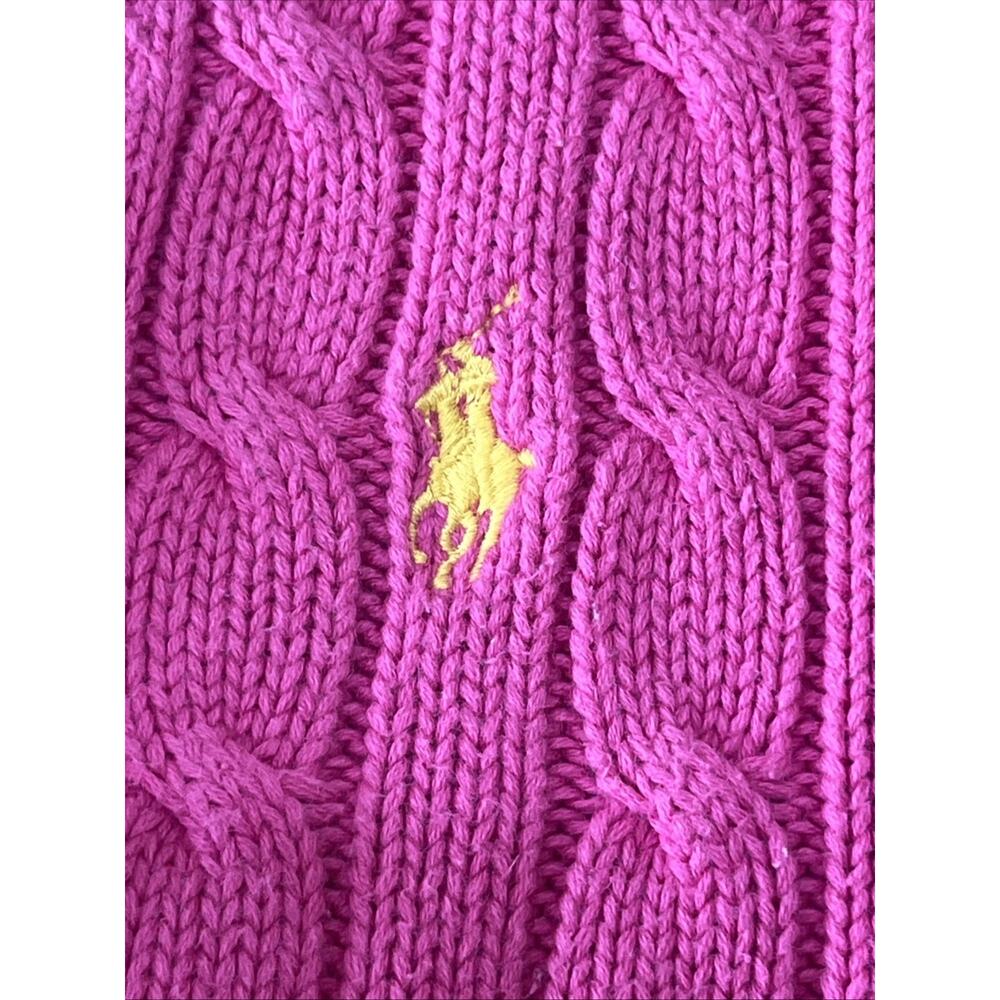 Vintage Ralph Lauren Sport Women's Cable Knit Sweater Size Medium Pink w/yellow - Picture 5 of 13